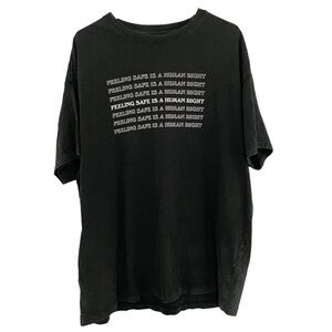 PINK  “Feeling Safe is a Human Right" Gray Crewneck One Size Tee